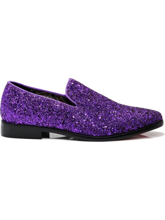 Men\'s Purple Vintage Glitter Loafers Slip On Tuxedo Dress Party Classic Shoes main image 6